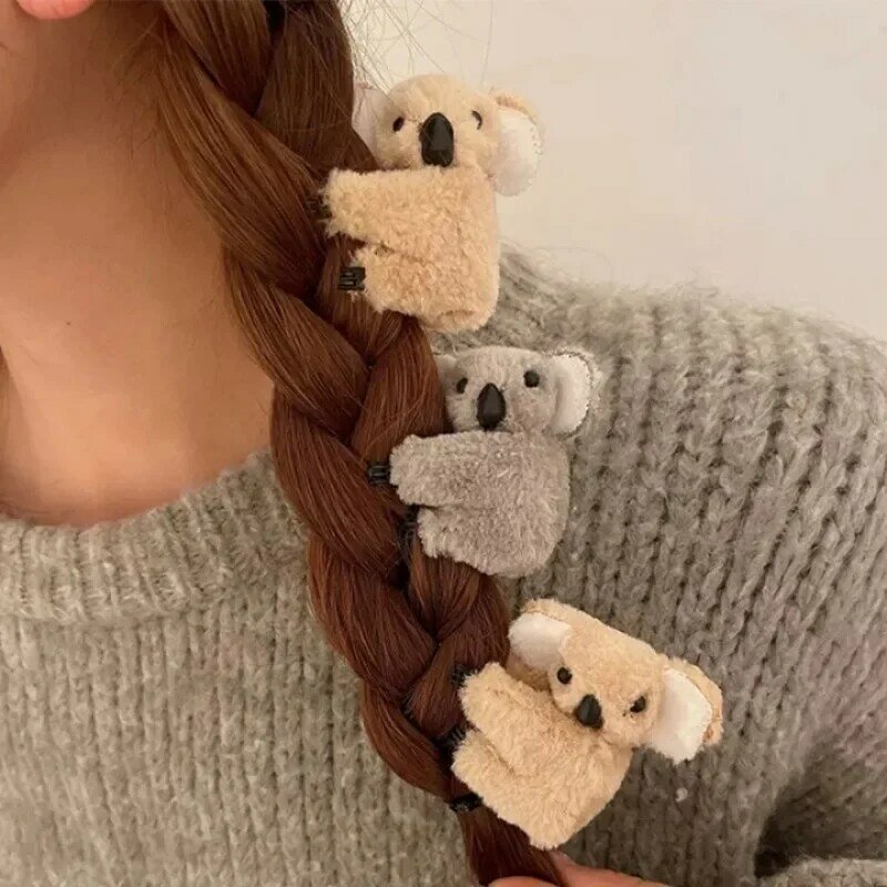 Cute Plush Animal Claw Clip para crianças, Soft Shark Hair Clips, Bangs Ponytail, Bear Hairpin, Headwear para meninas, outono e inverno