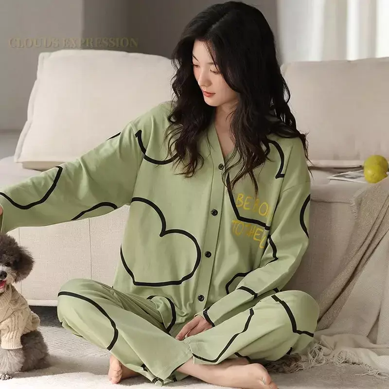 Pyjama élégant à col en V pour femmes et filles, vêtements de nuit, vêtements de détente, kimono, maison, printemps, nouveau