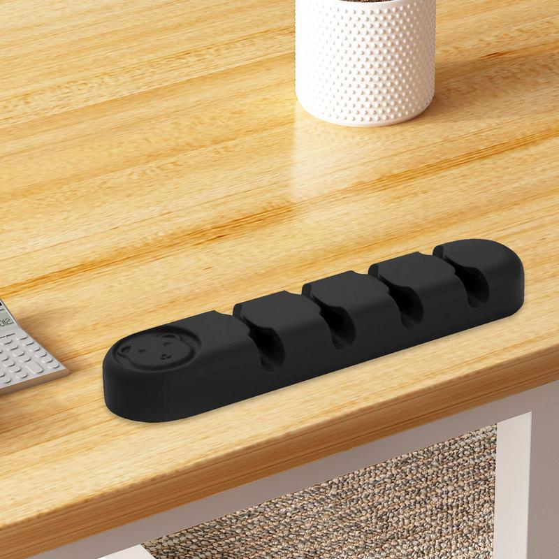 Adhesive Cable Clips Bear Pattern Desktop Cable Organizer With Four Holes Home And Business Cable Management For Nightstand For