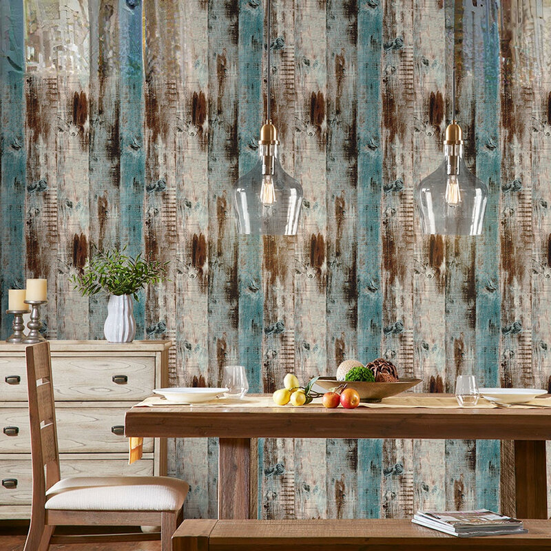 Papel tapiz de madera para decoración de pared de cocina, autoadhesivo extraíble para dormitorio, armario y armario