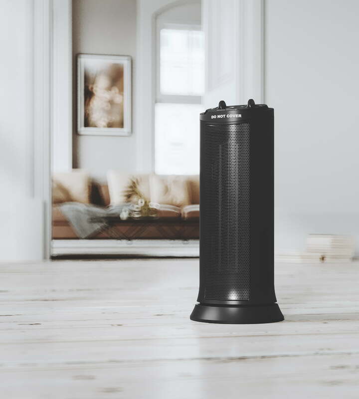 Pelonis-Aquecedor de cerâmica preto torre, Mini casa aquecedor, 17 ", 1500W, NTH15-17L