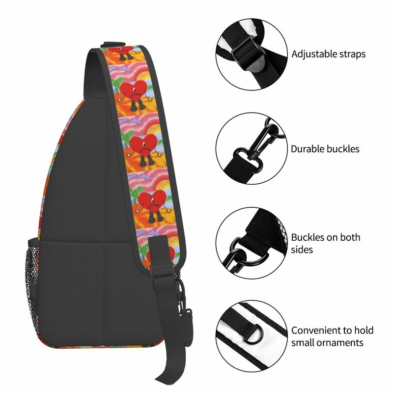 Bad Design Crossbody Sling Bag Cool Chest Bag Cute Bunny Shoulder Backpack Daypack for Travel Hiking Camping Satchel