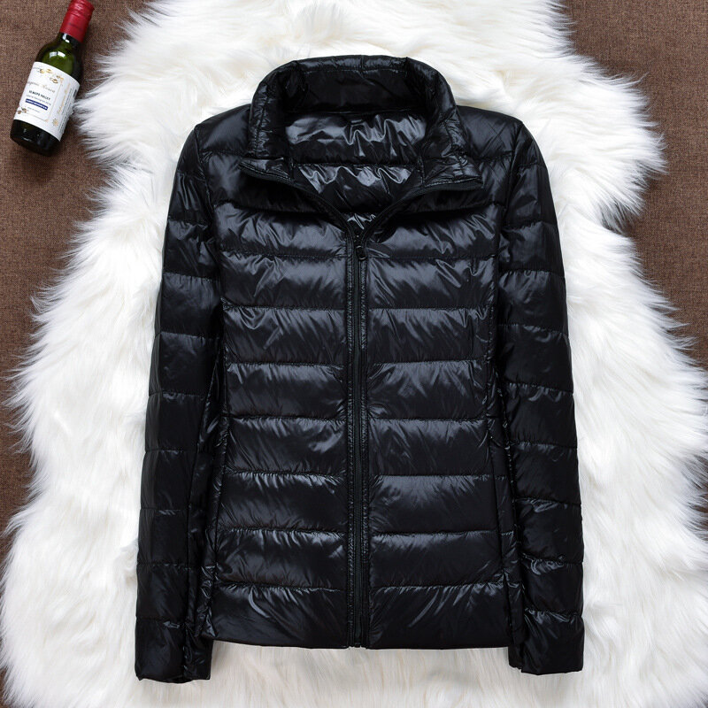 여성용 경량 다운 재킷, 짧은 스탠딩 칼라 2024, 경량 슬림핏 오버사이즈 재킷, 가을 및 겨울 신상
