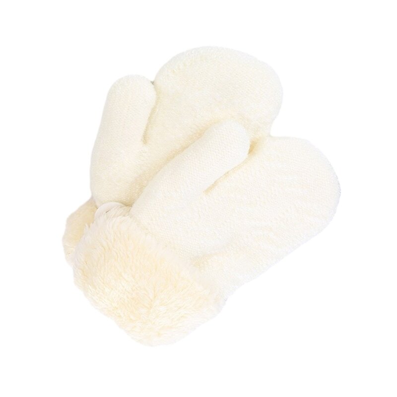 97BE 1 paire gants sans doigts pour enfants, mitaines épaisses, douces chaudes, couleur unie, pour les activités air