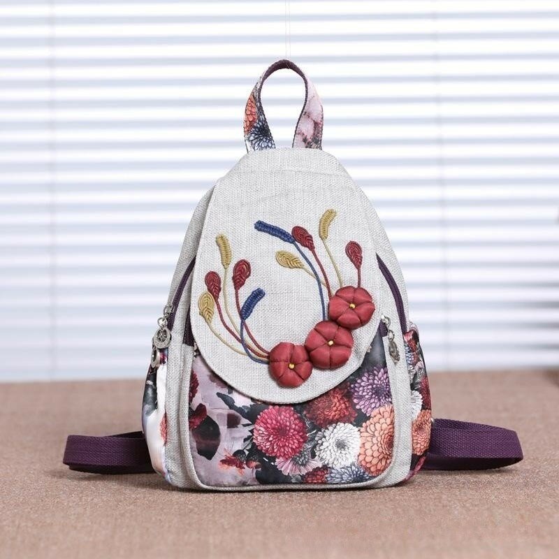Ethnic style travel backpack multi-purpose bag, single shoulder bag, fabric women's bag, canvas bag, women's bag