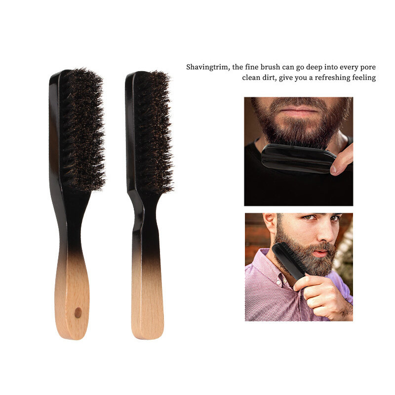 Cepillo de limpieza Facial para Barba y pelo roto, mango de madera para afeitar, cerdas suaves de jabalí, Estilismo, Barbero, salón de belleza para hombres, 1 unidad
