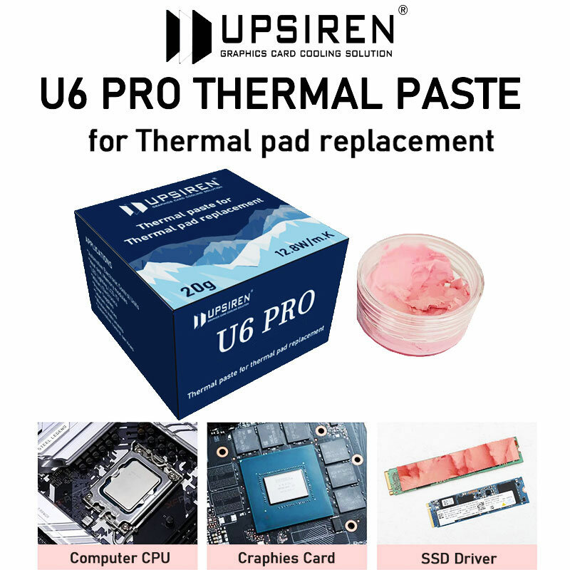 UPSIREN-Mastic thermique U6 PRO pour processeur VGA GPU IC, coussin de refroidissement, remplacement, haute performance