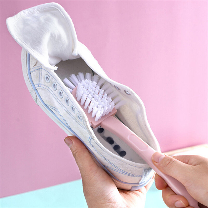 Spazzola per il lavaggio delle scarpe a cinque lati multifunzionale spazzola per scarpe a setole morbide con manico lungo in plastica per uso domestico multifunzionale