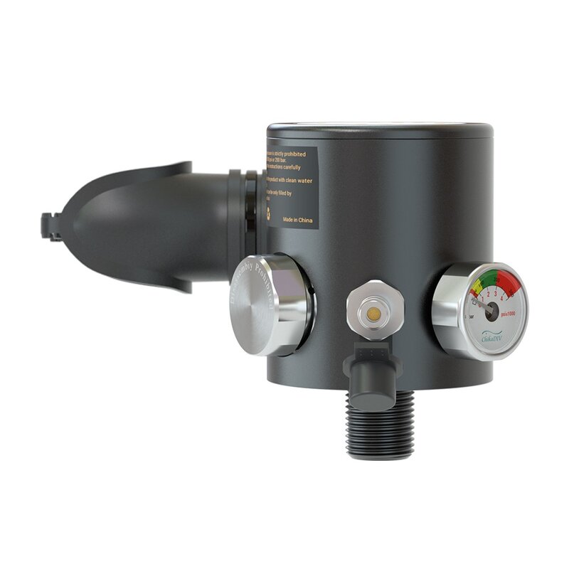 Cabezal de válvula de respiración para botella de oxígeno, equipo de buceo con instrumento luminoso, válvula de alivio de presión, adaptador de cilindro de buceo, 0,5 l