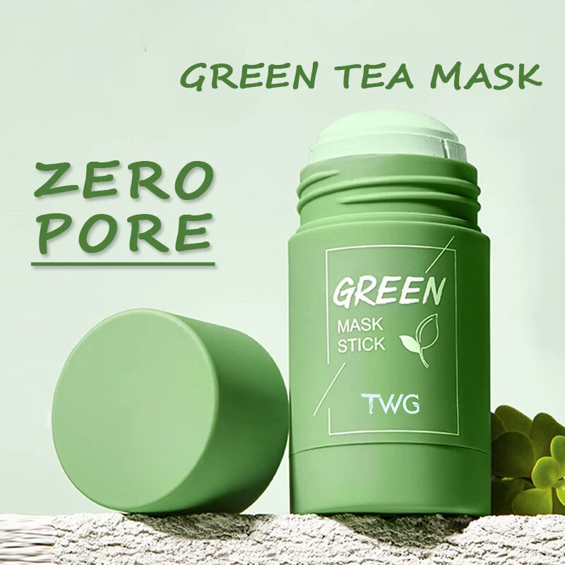 Chá Verde Limpeza Lama Bar Máscara, Controle de óleo, Anti Acne, Berinjela Cuidados Com A Pele, Clareamento Encolhimento, Poro Acne, 40g