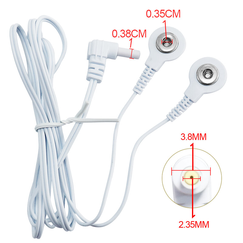 2-сторонние провода 2,35 мм для массажера EMS, электрический стимулятор нервов и мышц, электродный кабель, провод для электродных подушечек