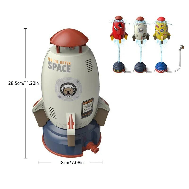 Спринклер с изображением ракеты, мультяшный аэрозольный прибор для поднятия давления воды, выброс лужайки, водопад, спрей, летняя уличная интерактивная игрушка