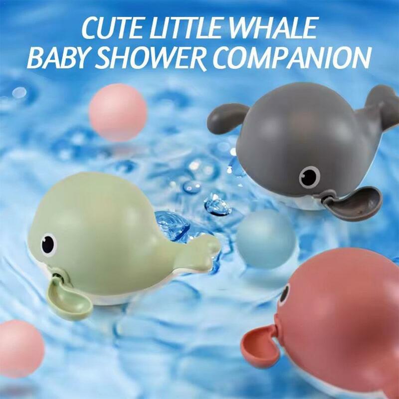 1 buah mainan mandi bayi rantai air Jam mandi lucu mainan ikan paus renang balita mainan klasik untuk anak-anak bermain air