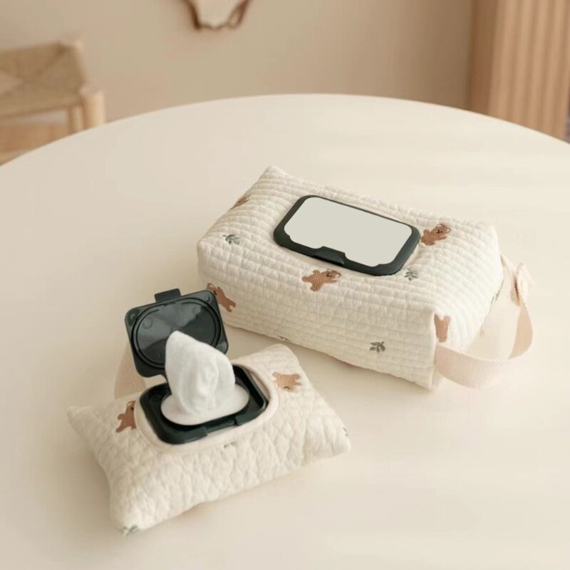 L5YF – boîte rangement mouchoirs pour poussette bébé, rangement en papier dessin animé, à rabat