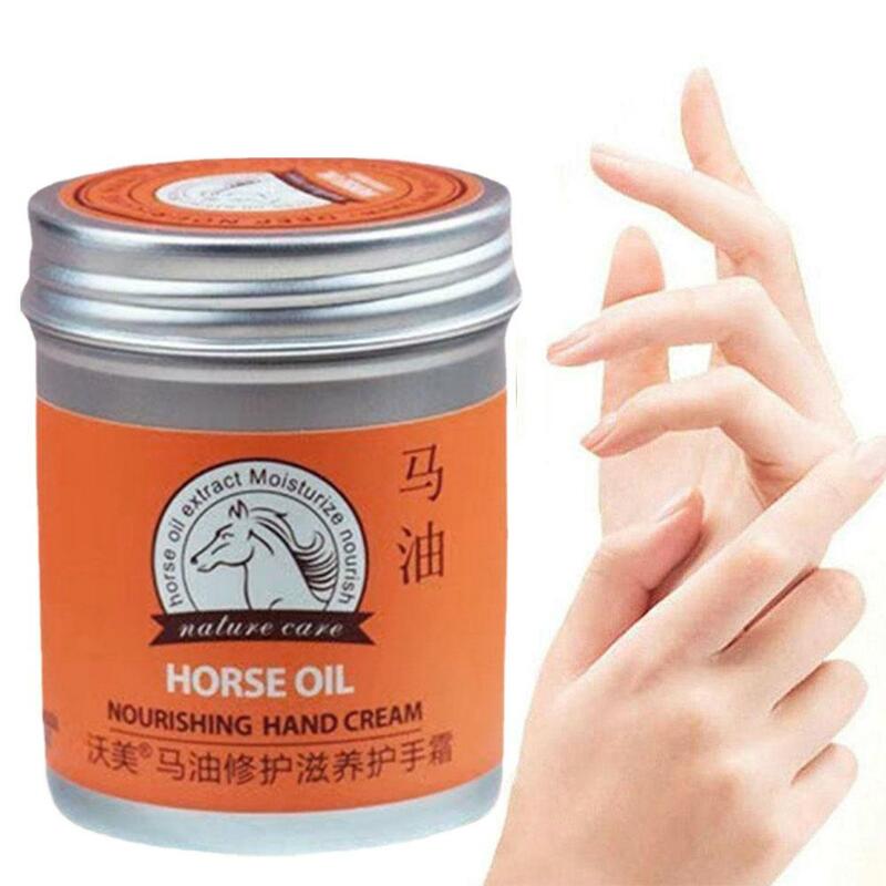 Krim Tangan Anti Penuaan 80g, minyak kuda Perbaikan Tangan Anti Penuaan lembut pemutih tangan memelihara tangan perawatan kaki tangan untuk wanita