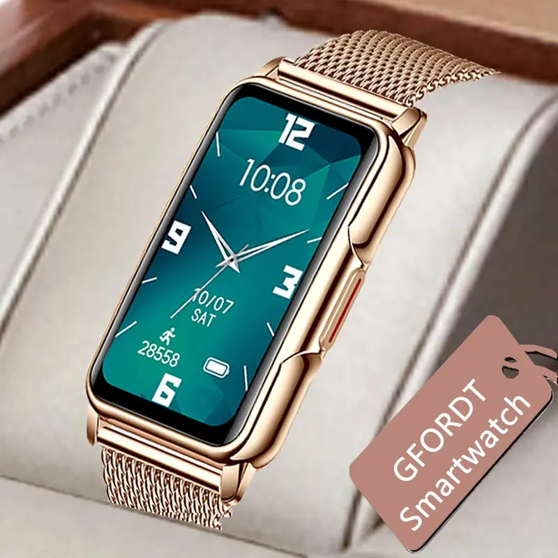 GFORDT jam tangan pintar wanita, arloji cerdas berlian Monitor detak jantung, pelacak kebugaran untuk ponsel Huawei Xiaomi