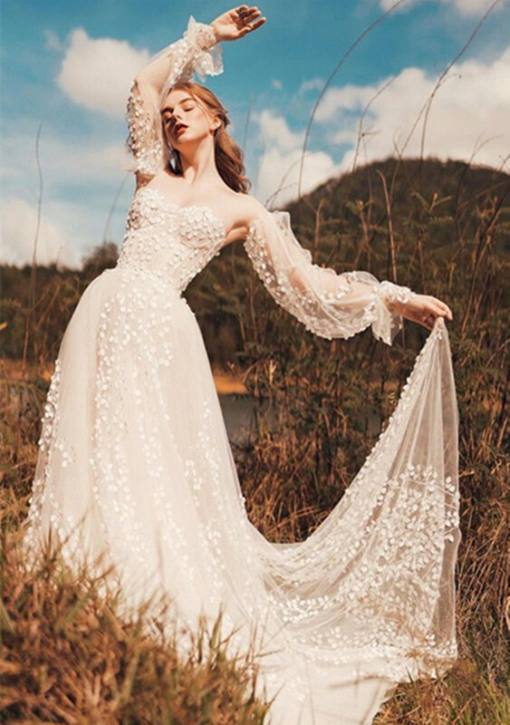 فستان زفاف SHUIYUN أبيض بسيط للعروس ، تصوير السفر في الهواء الطلق ، حمالة صدر خفيفة الوزن