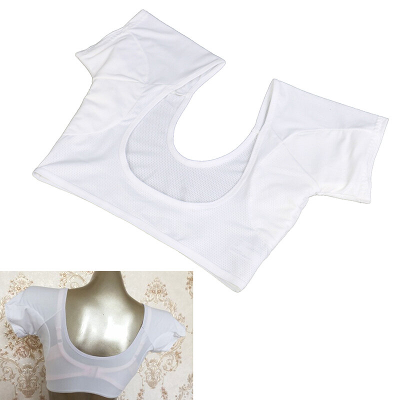 1Pc White T-shirt Shape Sweat Pads Reusable Washable Underarm Armpit Sweat Pads