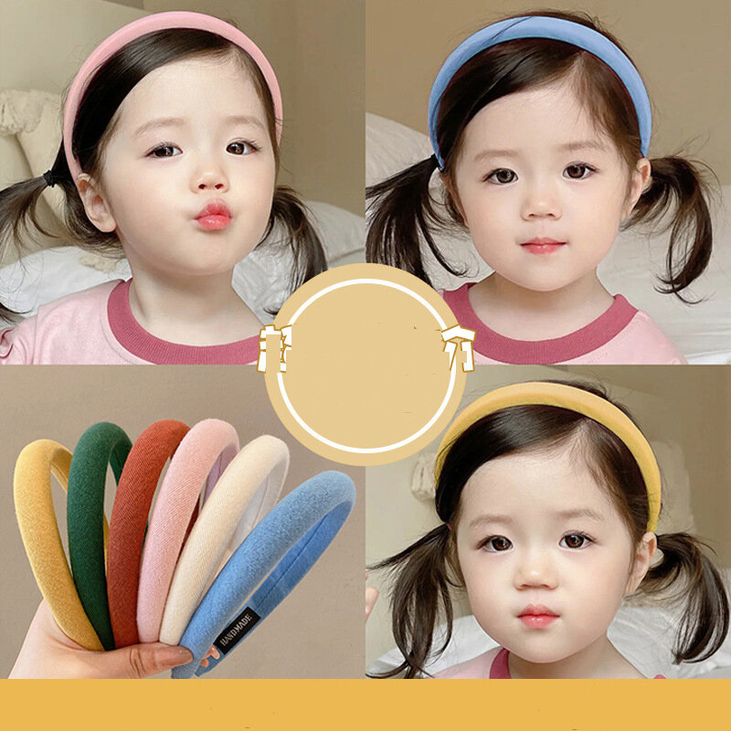 Versão Coreana Kawaii Hair Band para Crianças, Hairclip de Tecido para Meninas, Headband Simples para Crianças, Acessórios para Cabelo, Novo Hairclip