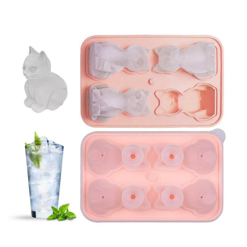 Vassoio per cubetti di ghiaccio in Silicone per gatti frigorifero a rilascio facile Cocktail estivo whisky 3D Kitten Ice Maker Mold Kitchen Items