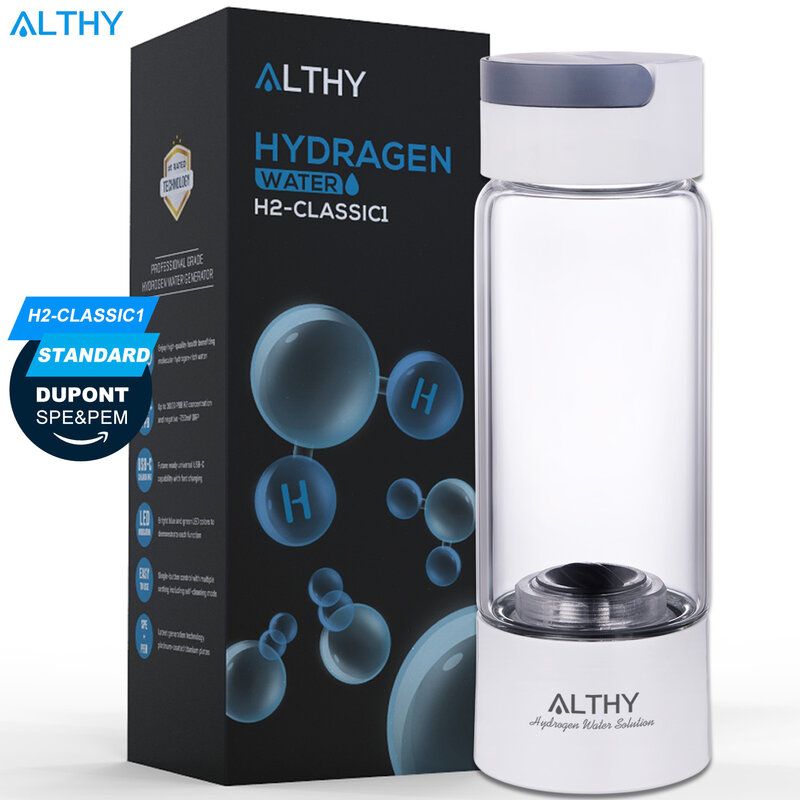 Althy Moleculaire Waterstofrijke Watergenerator Fles-Glas Cupbody-Dupont Spe Pem Dual Chamber Lonizer-H2 Inhalatieapparaat