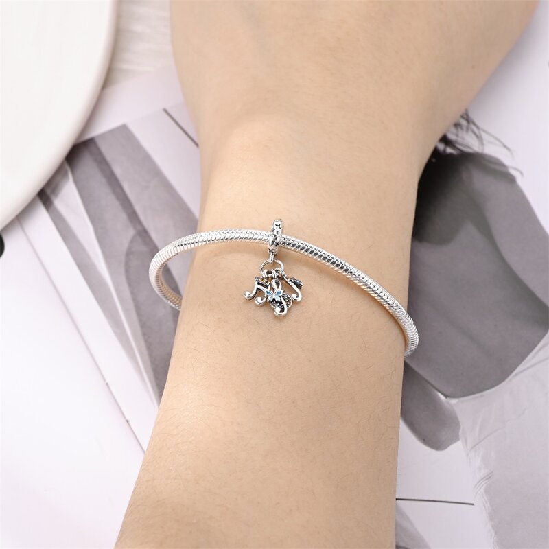 Romantic 925 Sterling Silver Colored Butterfly Music Symbol Three Piece Set Charm Fit Pandora Bracelet Women's Proposal Gift