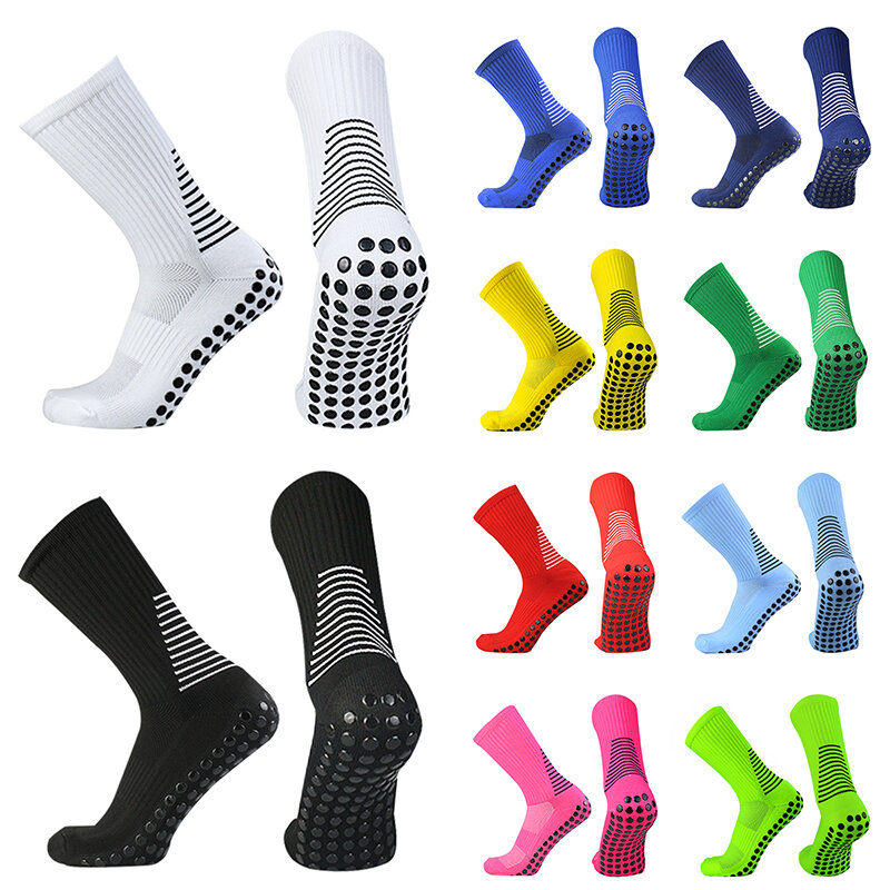 Calcetines de fútbol antideslizantes para hombre y mujer, medias circulares de silicona con patrón de escudo, para entrenamiento y Deporte