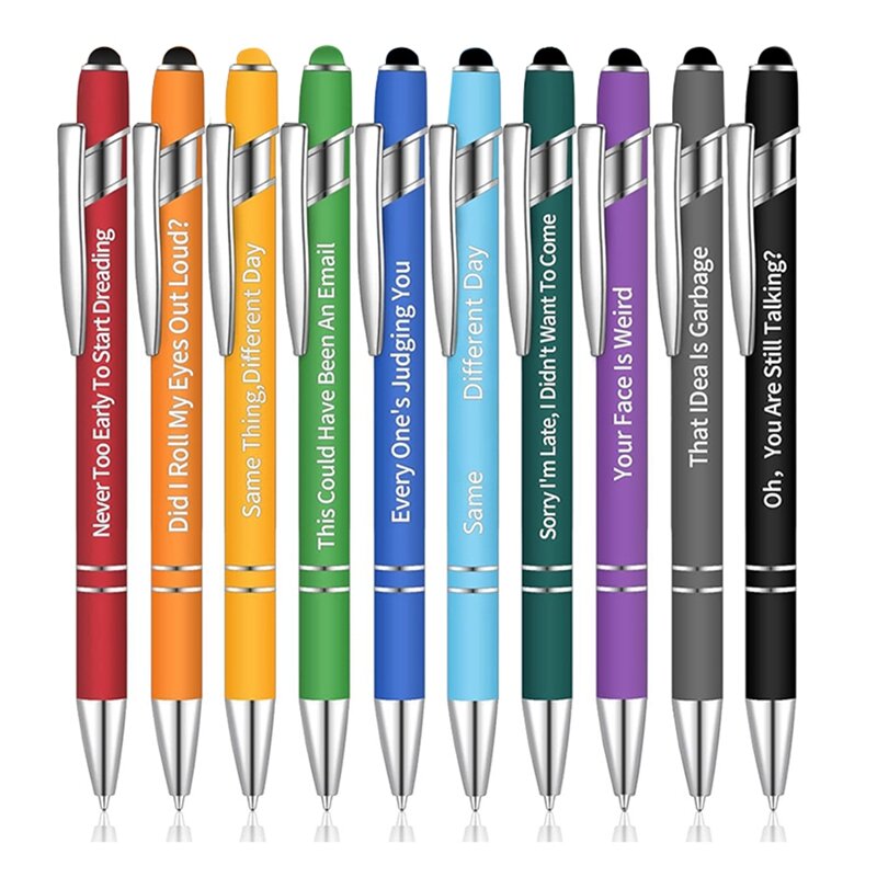 10 Stück lustige Stifte Set Kit negative Zitate Kugelschreiber Macaron Touch Stylus Stifte für Büro