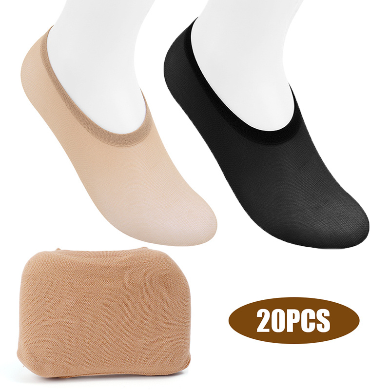 40pcs Women Summer Invisible Footsies Shoe Liner Trainer Ballerina Boat Socks Ladies Thin Sock Slippers Transparent Socks