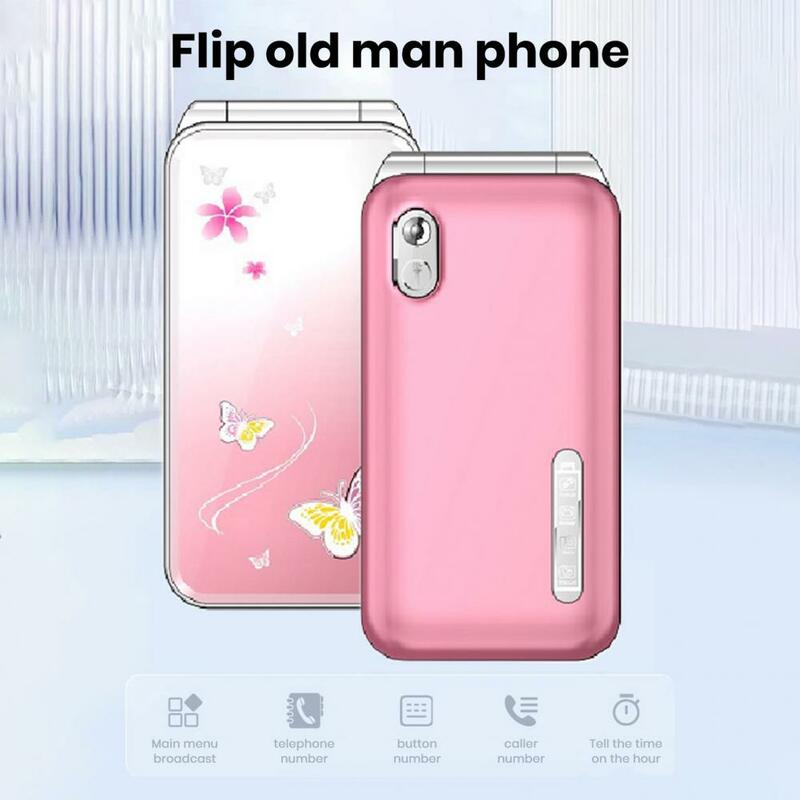 Celular Flip Desbloqueado com Cartão Duplo SIM, Display Celular, Tela de Alta Definição, Botões Grandes, 2,4 polegadas