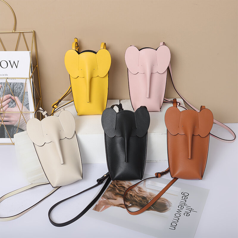 ترف المرأة جلدية حقيبة يد صغيرة لطيف الفيل شكل الهاتف المحمول حقيبة الإناث موضة جديدة حقيبة كتف تنوعا حقيبة كروسبودي