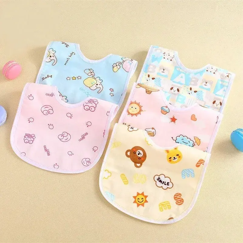 Baby Drool Towel Baby Crystal Velvet Waterproof Bib Rice Pocket Baby Cartoon Bib Available in Various Styles