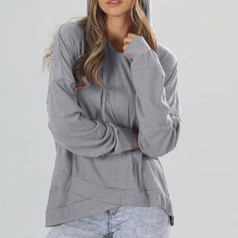 Eleganckie, solidne damskie obszerna bluza z kapturem luźne, luźne sweter z kieszenią z długimi rękawami 2023 jesienno-zimowe, damskie topy moda uliczna