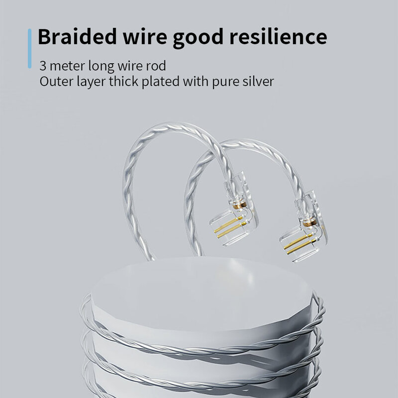 Нейтральный кабель для наушников длиной 3 м, улучшенный провод для компьютерного мониторинга в реальном времени, удлинитель cca kz, посеребренный кабель, провод 3,5