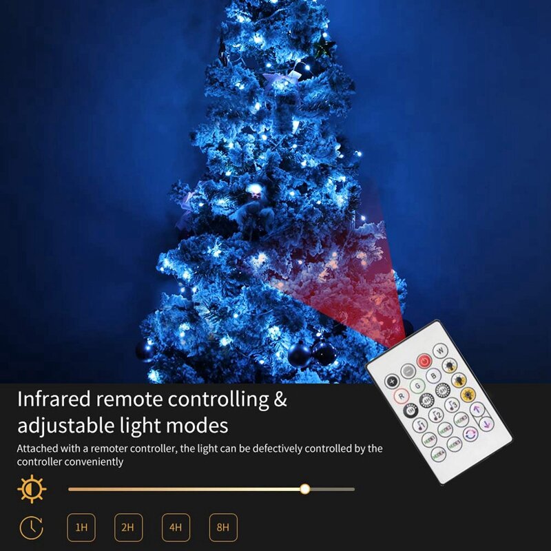 Tuya ไฟสาย LED WIFI สำหรับตกแต่งต้นคริสต์มาส, ไฟประดับพวงมาลัยกลางแจ้งพร้อมรีโมทสำหรับต้นคริสต์มาส