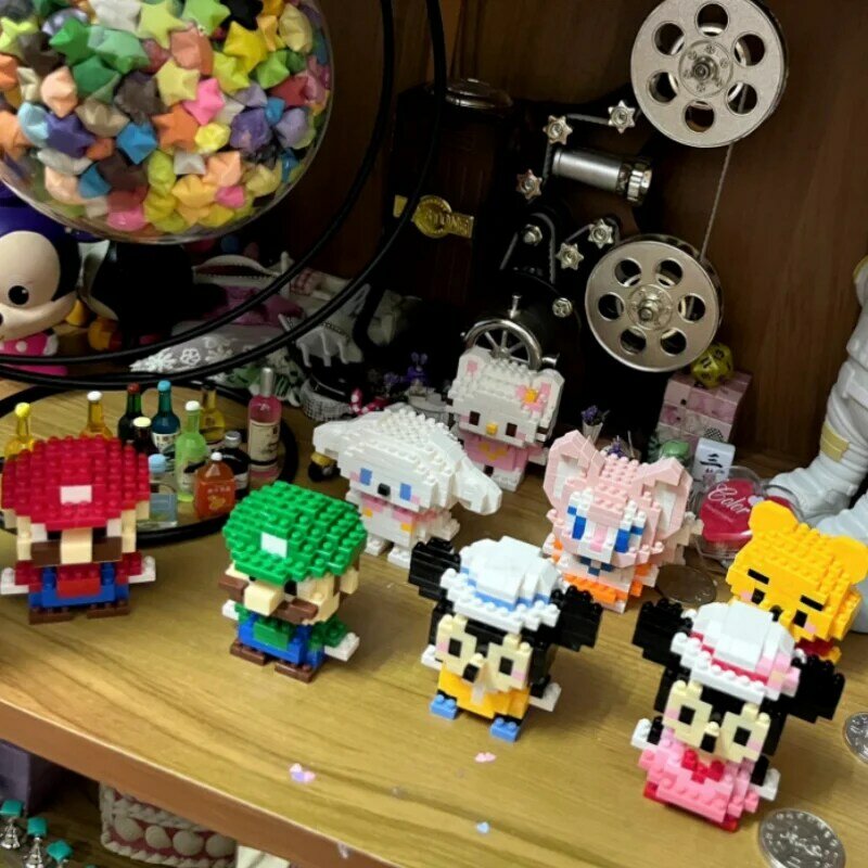 Hello Kitty Bouwsteen Geassembleerd Speelgoed Decoratief Ornament Sanrio Anime Figuur Kuromi Model Mijn Melodie Puzzelgeschenk Voor Kinderen