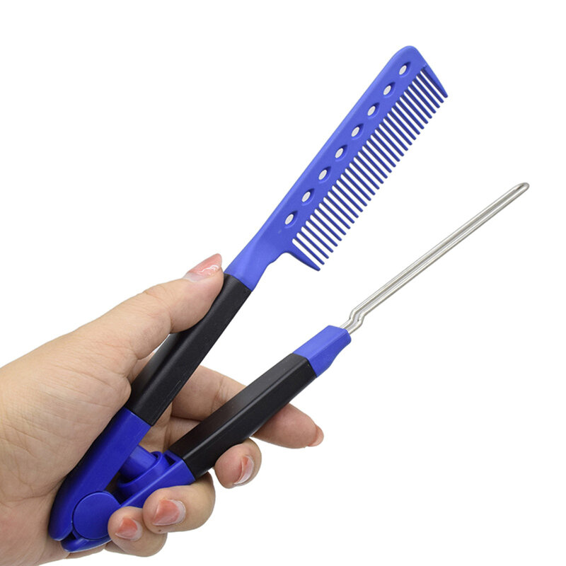 Straight Hair Styling Comb Plywood Comb V Type Straight Hair Comb Plywood Comb Hollow Card Slot Comb with Sleek Comb Teeth Steel