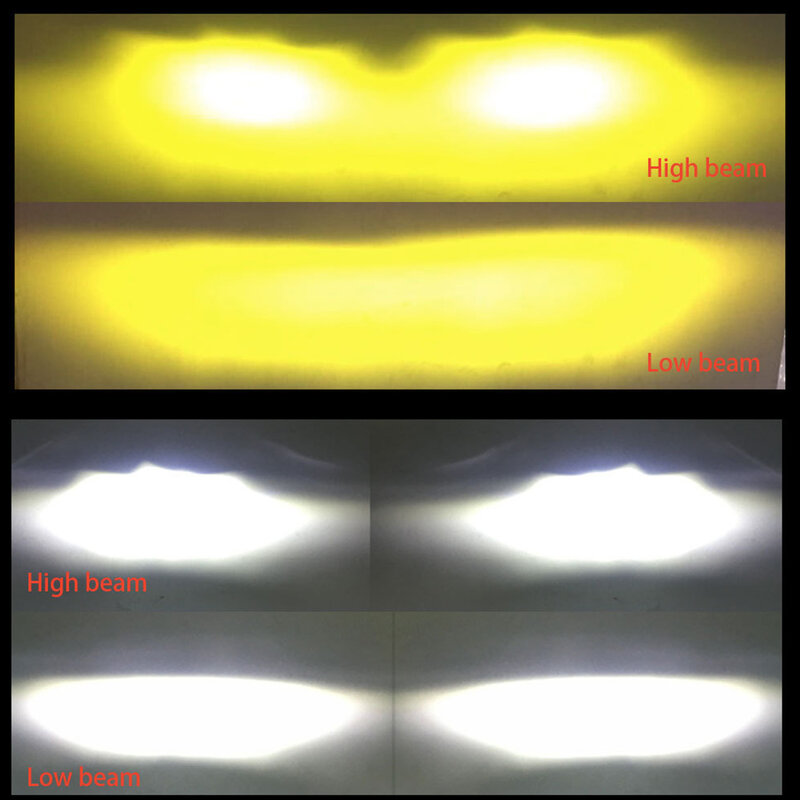 黄色と白のLEDモーターサイクルフォグランプ,20W,12Vおよび24V,LED作業灯