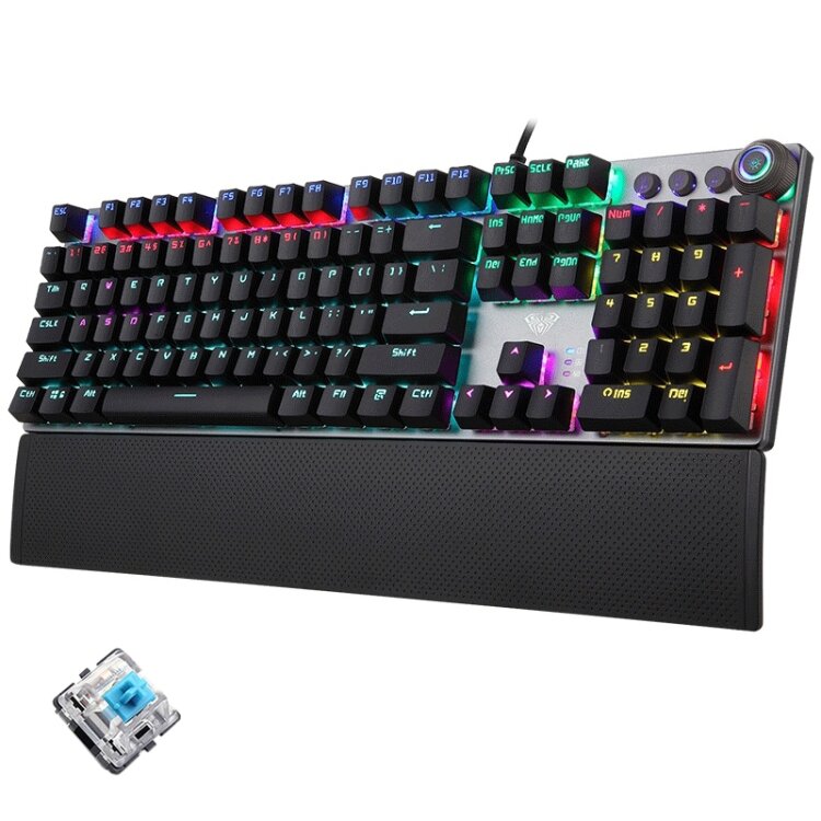 AULA F2088/F2058 108 Keys Mixed Light Mechanical Blue Switch gaming keyboard  with Metal Button Wired USB gaming keyboard