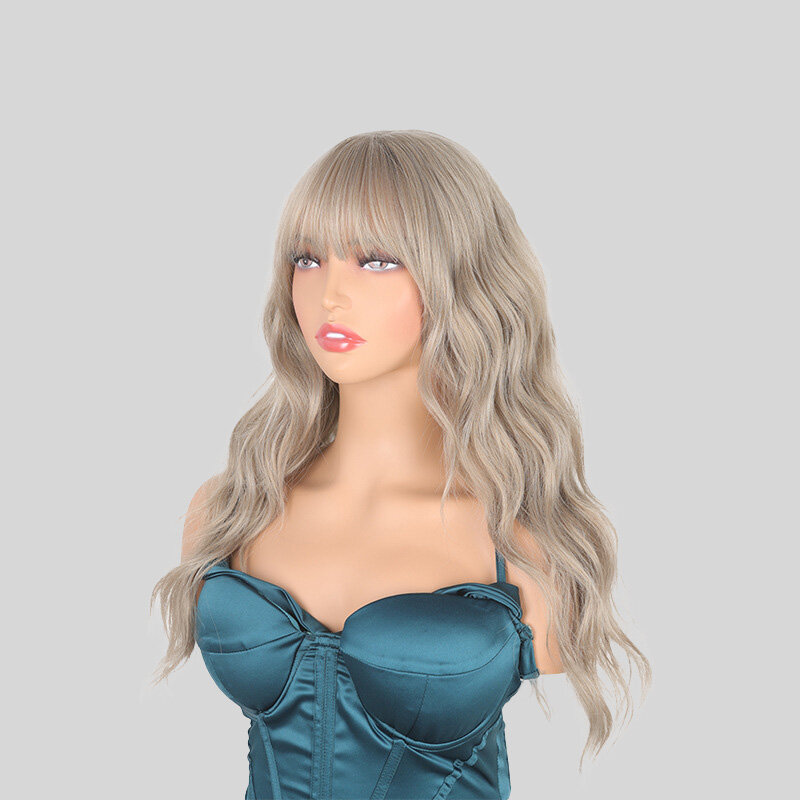 SNQP-Perruque longue bouclée grise argentée pour femme, perruque de cheveux, fibre haute température, degré de chaleur, 65cm, 03/Cosplay Party, nouveau