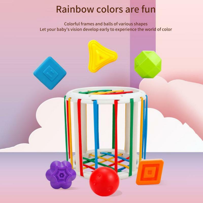 Baby Shape Sorting Toy Sorter Toys Colorful Bungee Cord Colorful Sensory Sorting Bin abilità motorie fini apprendimento precoce prescolare