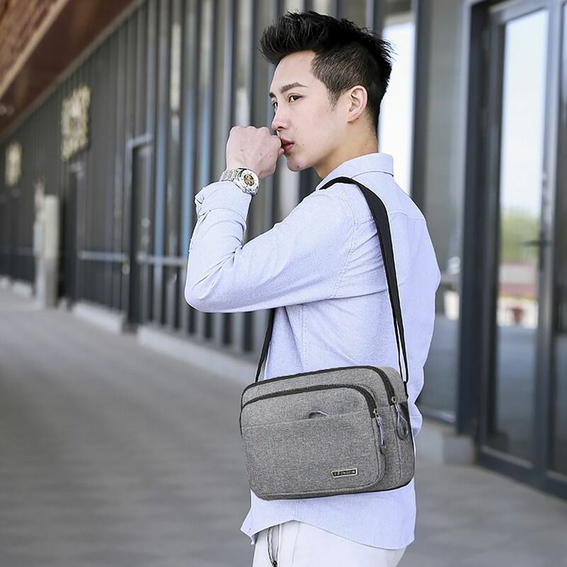 男性用ナイロンショルダーバッグ,丈夫で耐久性のある,耐摩耗性,4層,5層,ビジネス用