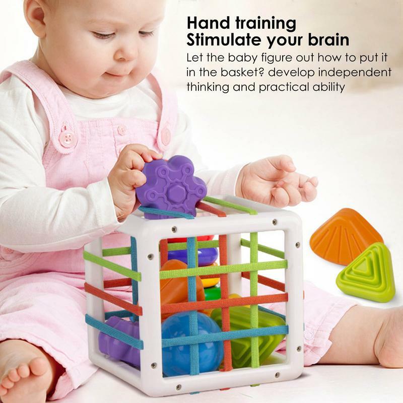 Mainan Penyortir Bentuk Bayi Mainan Penyortiran Kubus Sensorik Montessori Mainan Blok Pelatihan Keterampilan Motor Mainan Edukasi Anak-anak untuk Anak-anak