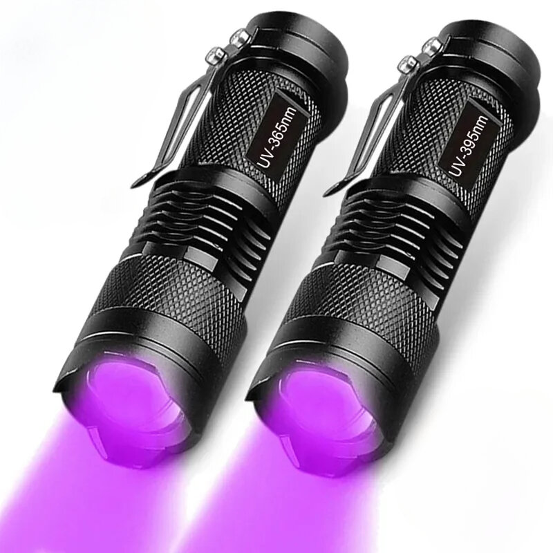Linterna UV LED ultravioleta con zoom, Mini luces ultravioleta, lámpara de inspección de 395/365nm, herramientas detectoras de manchas de orina de mascotas