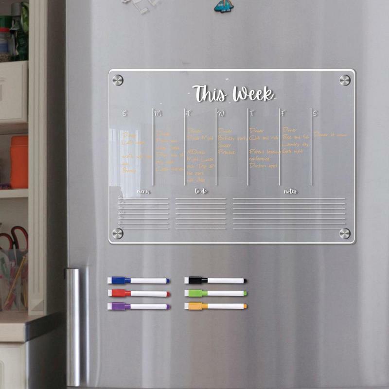 กระดานอะคริลิกแห้งลบแม่เหล็กสำหรับตู้เย็นแม่เหล็กตู้เย็นสามารถใช้ซ้ำได้