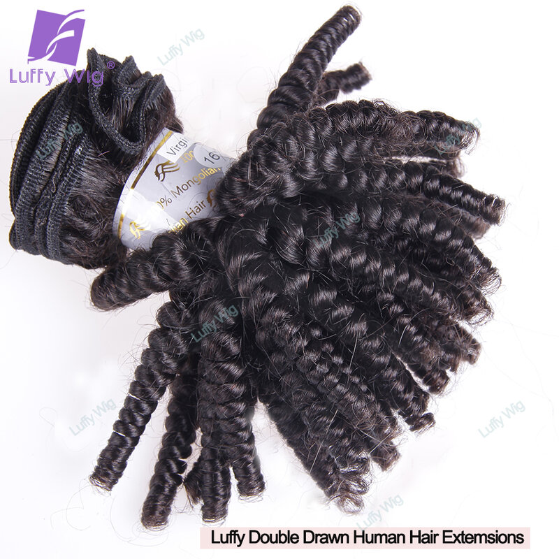 Локоны Фунми двойные человеческие волосы на рассвет, пряди Надувные вьющиеся волосы, бразильские натуральные человеческие волосы Remy для черных женщин Luffy