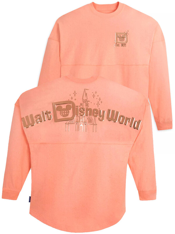 Disney World Castle Disneyland Anniversary Gold Letter Peach Sweatshirt Fashion Unisex Couple Women Long Sleeve Jumper Tops New