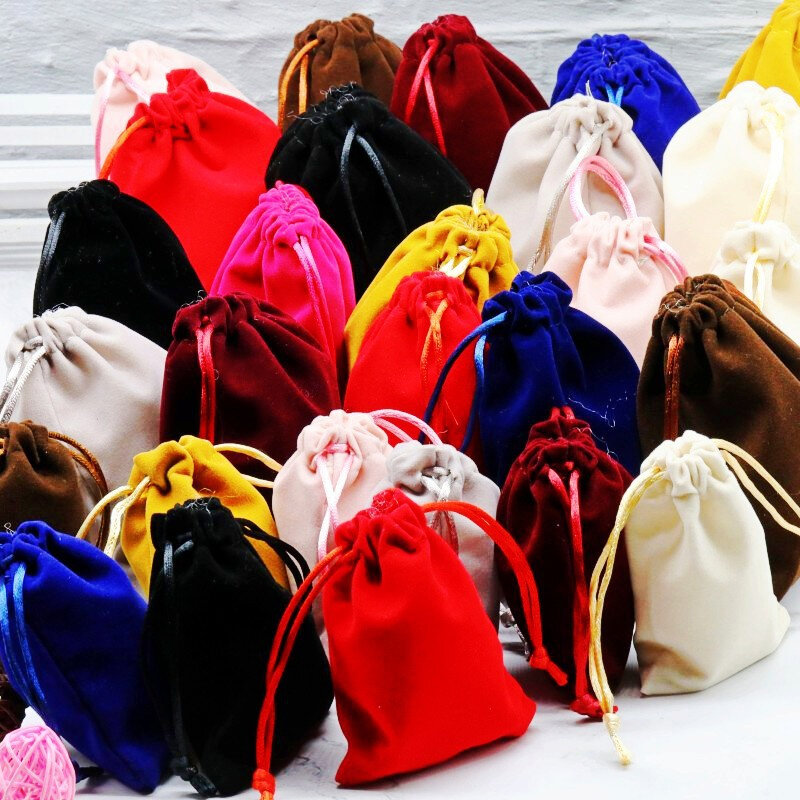 12x15cm Packing Sachet For Jewelry Candy Storage Display Festival Gift Packing Pouch Color Velvet Drawstring Bag