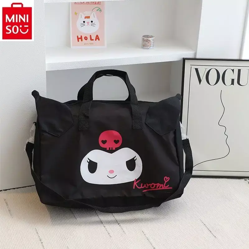 MINISO Sanrio Hello Kitty Kuromi Foldable Luggage Bag for Women's Leisure Large Capacity Multi functional Storage Travel Bag