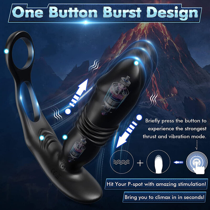 3/5cm vibratore anale telescopico massaggiatore della prostata Butt Plug ritardo eiaculazione anello del pene masturbatore vibratore giocattoli del sesso per gli uomini